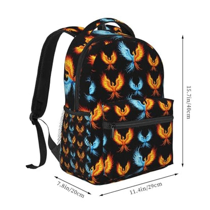 Multi Purpose Gym Backpack Cool Water Ice Fire Flame Bird Black, Casual Daypack with Inner Pocket and Mesh Side Pockets for Sports and Weekend Trips - color: Pattern (260)