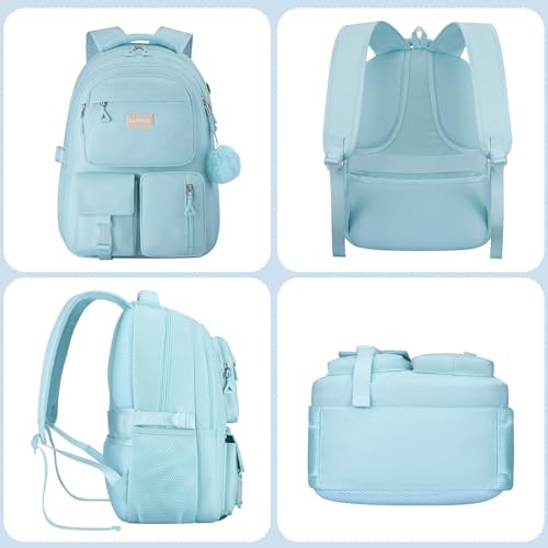 kadilong Set of School Backpack for Teen Girls Bookbag Middle High School College,Back Pack Women Mochila Escolar para Niñas,Blue - color: 3 Pack-blue, size: 15,6 inch