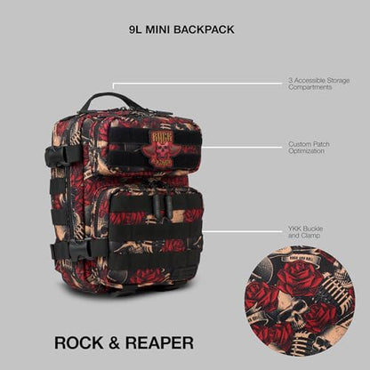 WOLFpak 9L Mini Tactical Backpack (Rock & Reaper) | Compact, Small Everyday Carry Bag for Gym, School, Travel | Durable, Water-Resistant Daypack with Molle System and Patch Panel - color: Rock & Reaper