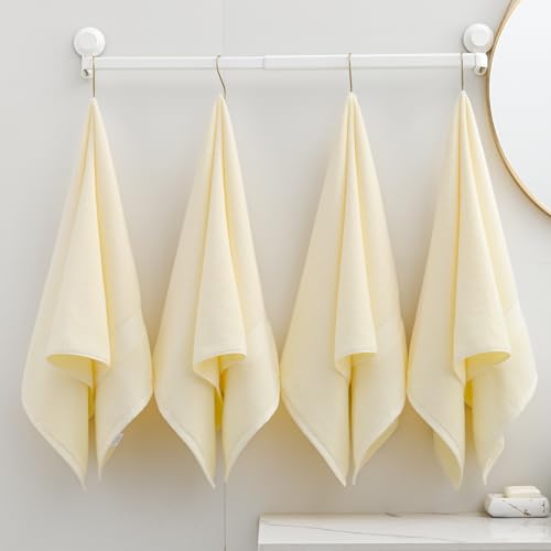 Extra Large Hand Towels for Bathroom - 4 Pack 100% Cotton Bath Towel Set 40 x 20 Inches, Larger & Lighter Weight, Quicker to Dry, Super Soft and Absorbent, Beige Hand Towels Perfect for Bathroom - color: Beige