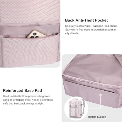 PIJUSHI Travel Backpack for Women Carry on Convertible Duffle Bag Flight Approved Luggage Backpack Fit 16-inch Laptop(PE053 Ashen Purple) - color: Ashen Purple