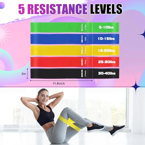 Duraaamo Resistance Bands Set, Long and Fabric Loop Bands for Working Out Exercise Stretching & Physical Therapy – Booty, Glute, Mini & Ankle for Home, Gym, Travel & Rehab