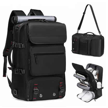 Travel BackpackWaterResistant Large LaptopBackpack with Shoe CompartmentMulti-Pocket Carry On Backpack for Business Work Trip - color: Black