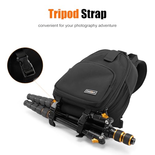 Cwatcun Sling Bag, Crossbody Case for DSLR SLR Canon Nikon Sony Mirrorless Cameras - Photography Backpack for Photographers - color: 2.0 Black