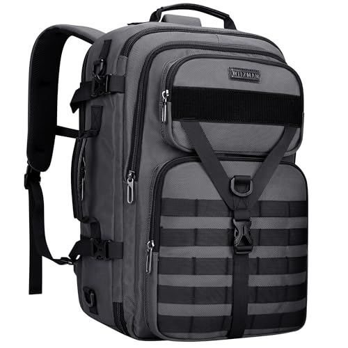 WITZMAN Carry On Travel Backpack for Men Large Convertible 45L Fit 17 Inch Laptop Backpack 3 in 1 Bag for Airline Approved(B688 Silvery Grey) - color: Silvery Grey