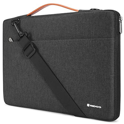 NIDOO 14 inch Laptop Sleeve Case Shoulder Bag Protective Carrying Handbag for 15" MacBook Air M2 2023/15" Surface Laptop 3 4/14" ThinkPad P14s T14 T14s L14 Gen 2/14" Acer Chromebook Spin 514 - color: Dark Gray - Shoulder, size: 14 inch
