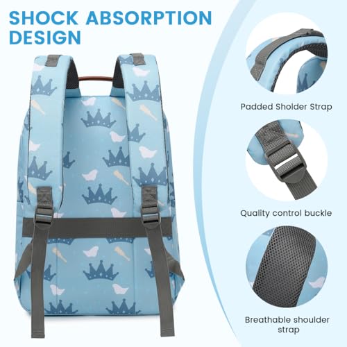 Diaper Bag Backpack, Large Baby Nappy Bags with Portable Changing Pad for Boys and GirlsMultifunction Travel Baby Bag for Moms Dads, Shower Gifts Waterproof and Stylish - color: Little Royal Blue