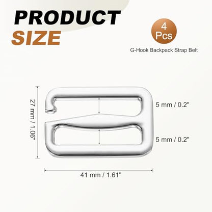 PATIKIL G-Hook Wave Buckles, Metal Adjustable Tri-Glide Slides Backpack Strap Belt Hooks - color: Silver Tone, size: 27 x 34 mm