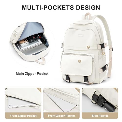 weradar Backpacks For School Teens Boys Girls,Cute Bookbag,Lightweight College Backpack For Women Men,Waterproof Middle School Bag Casual Travel Daypack(Beige) - color: B-beige