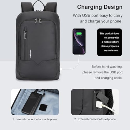 Boardingblue Business Smart Backpack Waterproof fit 15.6 Inch Laptop Backpack with USB Charging Port,Travel Durable Backpack (Black) - color: Black