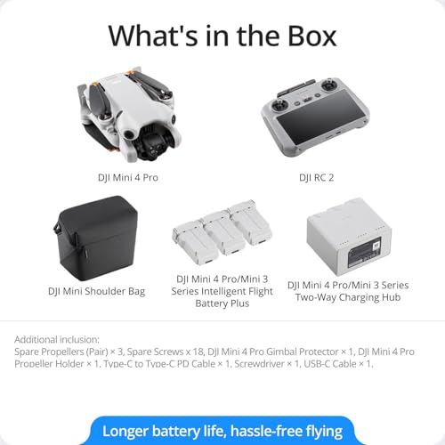 DJI Mini 4 Pro Drone Fly More Combo Plus with RC 2 Controller Bundle | 4K HDR Camera Omnidirectional Obstacle Sensing | 52-Min Flight Time (CP.MA.00000740.01) + BackPack + 64GB Card + More