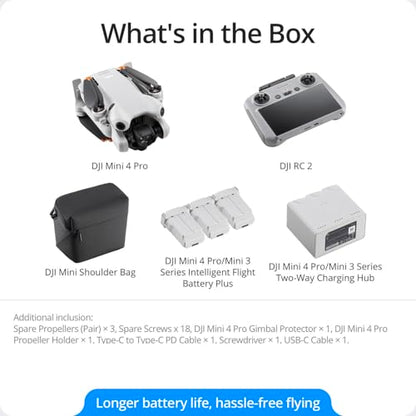 DJI Mini 4 Pro Drone Fly More Combo Plus with RC 2 Controller Bundle | 4K HDR Camera Omnidirectional Obstacle Sensing | 52-Min Flight Time (CP.MA.00000740.01) + BackPack + 64GB Card + More