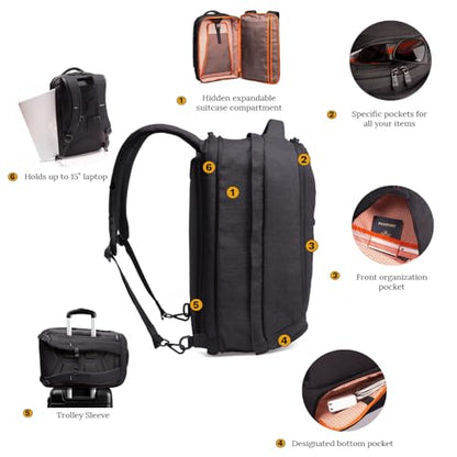 Knack Series 1 Travel Backpack Set with Packing Insert and Bottle, Black - color: Black, size: Medium Set
