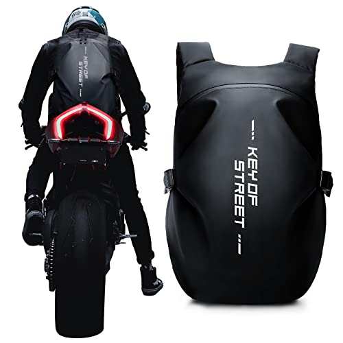 Motorcycle Backpack,waterproof helmet backpack for Men and women,Motorcycle Tail Bag,motorcycle accessories,Black - color: Black-large