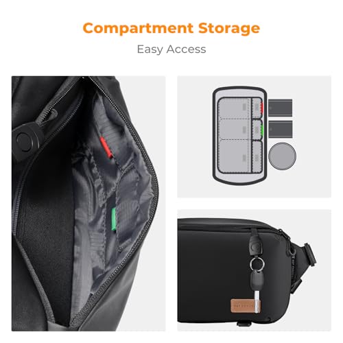 K&F CONCEPT Camera Sling Bag Crossbody Bag Waterproof Camera Shoulder Backpack DSLR/SLR/Mirrorless Camera Case - color: 09 Black Medium