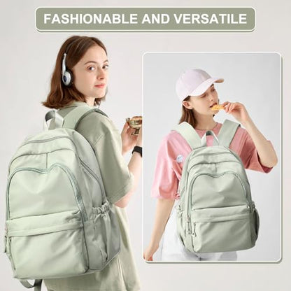 suwasp Casual Laptop Backpack for Women Men Waterproof Lightweight Backpacks Bag 15.6inch Laptop Daypack Large Capacity Backpack, Light Green - color: Light Green-m