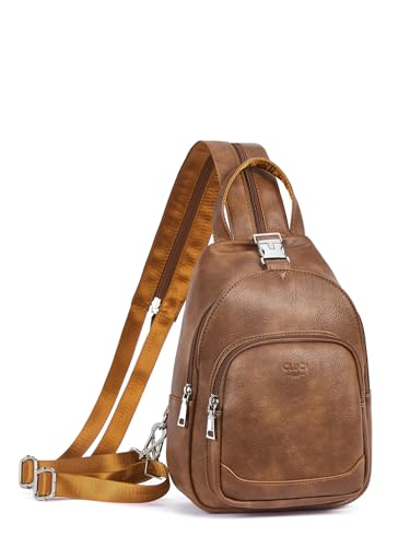 CLUCI Sling Bag for Women Leather Women's Backpack Small Convertible Backpack Purse Crossbody Bag for Travel - color: 1-2 Brown