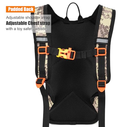 Kids Hydration Backpack, Water Hiking Backpack for Boys or Girls with 1.5L Reservoir Bladder - color: Grey Print