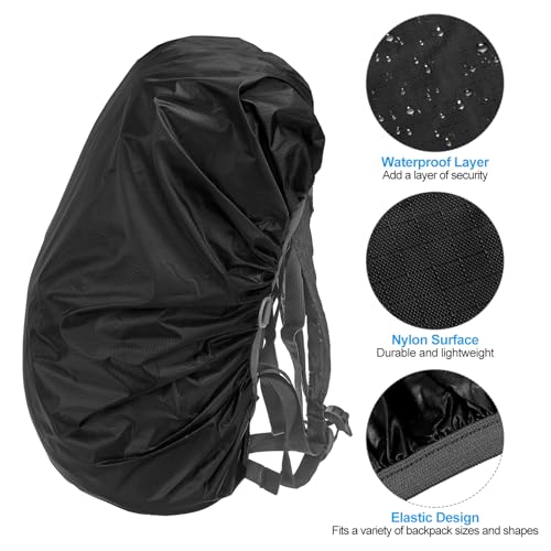 PATIKIL Waterproof Backpack Rain Cover with Anti-Slip Cross Buckle Straps & Drawstring Bag for Hiking Camping Traveling - color: Black, size: Small