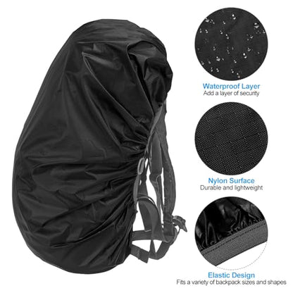 PATIKIL Waterproof Backpack Rain Cover with Anti-Slip Cross Buckle Straps & Drawstring Bag for Hiking Camping Traveling - color: Black, size: Small