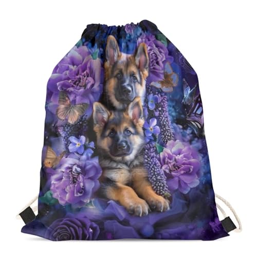 Upetstory German Shepherd Dog Drawstring Backpack Sports Gym Bag Lightweight Cinch Sackpack Draw String Backpacks for Women Teen Boys Kids Travel Workout Yoga Swim Beach Pool - color: 1 German Shepherd Dog