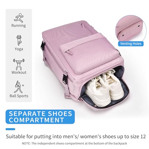 GAEKEAO Travel Backpack for Women Men, Airline Approved 15.6 Inch Laptop Carry On Backpack with Shoe Pouch Luggage Weekender Bag for Travel Business Work Hiking Purple - color: B03 Pink Purple