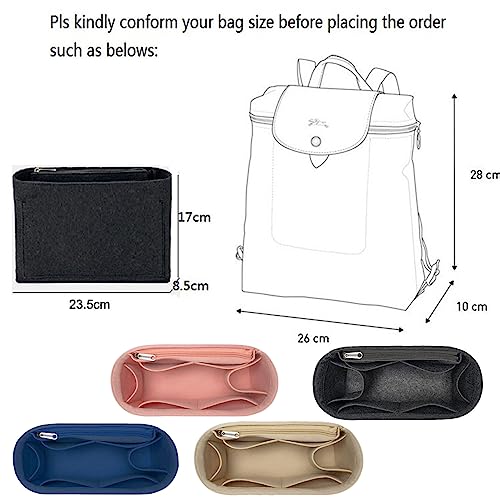 Lckaey Felt Bag Organizer for Backpack, Purse - Plage Insert - Grey - color: grey