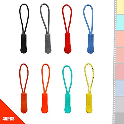 120Pcs Zipper Pulls Zip Extension Fixer with Nylon Rope Replacemen for Backpacks, Jackets, Luggage, Clothes 12 Color