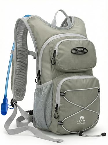 Hydration Hiking Backpack, Water Hiking Backpack, Hydration Backpack with 15l Water Bladder, Runinnng Backpack for Men Women for Cycling Campling - color: Light Gray