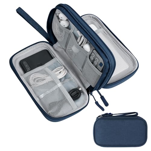 Skycase Electronic Organizer Travel Case - Waterproof Travel Cord Pouches for Organization, Cable Organizer, All-in-One Double Layers Storage Bag for Accessories, Charger, Cable, Navy - Large - color: Navy, size: Large
