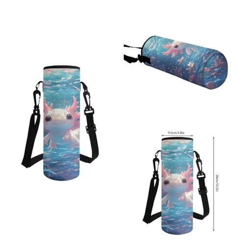 Cute Axolotl Backpack for Girls Kids Backpack with Lunch Box Water Bottle Holder and Big Pencil Pouch 4Pcs Set 17" Bookbag with Large Front Pocket for School Lightweight Elementary School Bag - color: Cute Axolotl