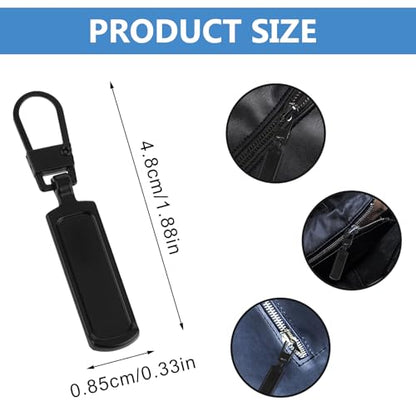 8 Pcs Black Zipper Pull Replacement for Jacket Zipper Slider Replacement for Small Hole Head Handle Zippers Detachable Zipper Pull Tab Repair Kit for Clothing Coat Luggage Backpack Suitcase Boot Purse