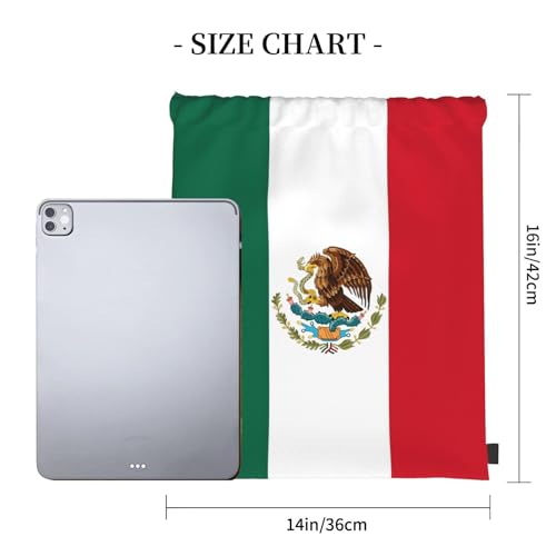 Mexico Mexican Flag Drawstring Bag Sport Gym Backpack Beach Travel Sack Draw String Yoga Bag For Men Women - color: Mexico Mexican Flag