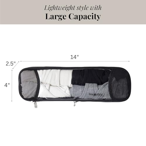 Baggallini Long Compression Cube - Lightweight Compression Packing Cube for Travel - color: Black