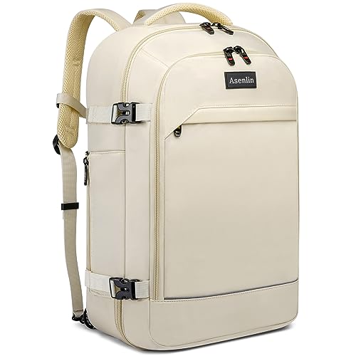 Asenlin Travel Backpack for Women Men,Flight Approved Carry On Luggage 30L Water Resistant Business Laptop Backpacks Fits TSA 15.6 Inch Computer College Weekender Outdoor Hiking-White - color: White-15, size: 15-inch