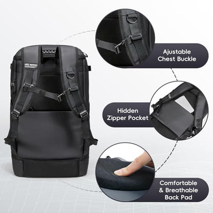 Backpack Cooler with Lunch Compartment, Heavy Duty Insulated Backpacks for Men Work, 35L Travel Backpacking -17 inch Laptop Bag Carry On Back packs for Airplane, Black - color: Black