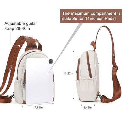 CLUCI Sling Bag for Women Leather Women's Backpack Small Convertible Backpack Purse Crossbody Bag for Travel - color: 0-0 Beige With Brown