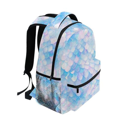 Cute Backpack for Teacher Nurse Fashion Travel Laptop Backpack with Chest Strap Gift Men & Women White Scales Glittering - color: Multicolor02