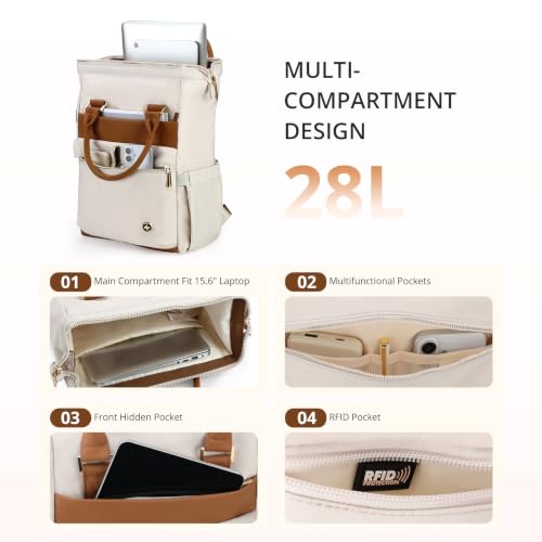 Swissdigital Design Backpack for Women with USB Charging Port SD1726L-07 - color: Beige Brown