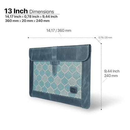 LONDO Leather Sleeve Compatible with MacBook Pro 14 & Air 13-13.3 Inch (M5, M4, M3, M2, M1, Pro, Max) & iPad Pro 12.9, Premium Top Grain Leather Laptop Bag, 2020 to 2026 Models - color: Blue, size: 13-14 inches