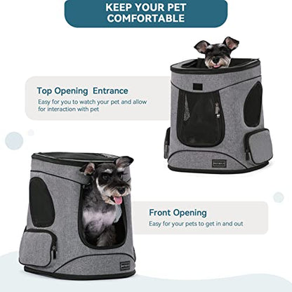 Petsfit Pet Backpack Carrier with Upgrade Waist Cushion Design to Better Fit the Waist, Suitable for Small and Medium Cats, and Rabbits up to 18 Pounds - color: Gray