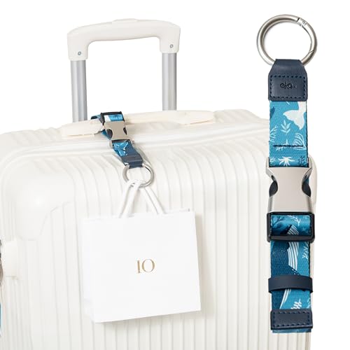 Add-a-Bag Luggage Strap, Adjustable Travel Carry Strap with Ring Hooks & Buckle, Heavy-Duty Bag Holder & Jacket Gripper, Luggage Straps/Luggage Belt, Travel Clip for Carry-On Suitcase & Backpack - color: Azure Ocean