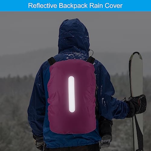 PATIKIL Waterproof Backpack Rain Cover, Non-Slip Backpack Cover with Vertical Reflective Strap Stay Dry for Hiking, Camping, Hunting - color: Rose Red, size: XX-Large