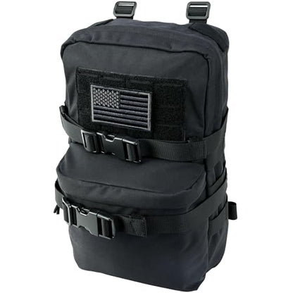 Tactical Mini Molle Hydration Pack,Molle Hydration Carrier with US Flag Water Resistant,Hydropack for Tactical Vest Backpack - style: Black