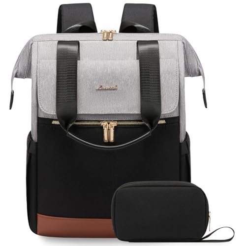 LOVEVOOK Laptop Backpack for Women, 15.6 Inch Work Laptop Bag with USB Port, Fashion Teacher Nurse Backpack Purse, Waterproof Travel Computer Backpack with Organizer Bag, 2PCS, Grey-Black - color: Grey-black, size: 15.6 Inch - 2pcs