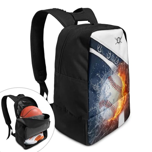 Boxing Dart Lightning Karate Baseball Sport Backpack Shoe Compartment Equipment Bags Gym Teenager Inner Pocket School Ball (Baseball Design) - color: Baseball Design