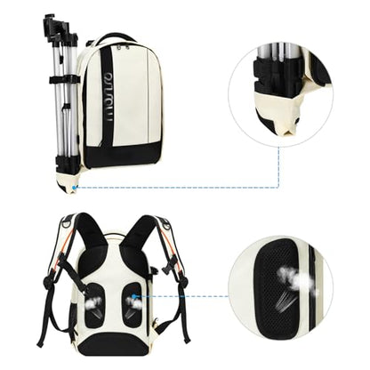 MOSISO Camera Backpack,DSLR/SLR/Mirrorless Photography Backpack Buffer Padded Shockproof Camera Bag with Customized Modular Inserts&Tripod Holder Compatible with Canon,Nikon,Sony etc, Beige - color: Beige
