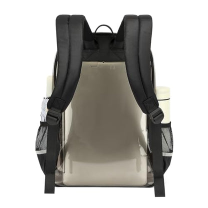 Sisipoet Clear Backpack for Girls, Heavy Duty PVC Transparent Bookbag for School, Classic Casual Kids Backpacks, Smokey - color: Black and Gray