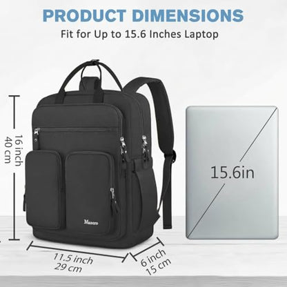 Mancro Travel Backpack for Women with TSA Laptop Compartment, 15.6 Inch Laptop Backpack with Dry-Wet Pocket, Fashion Casual Travel Computer Backpack for Women, Black - color: Black