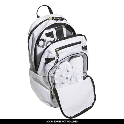 adidas Defender 5 Backpack for Sports, Gym, School and Travel, 33L, White/Gold Metallic/Black, OSFA - color: White/Gold Metallic/Black